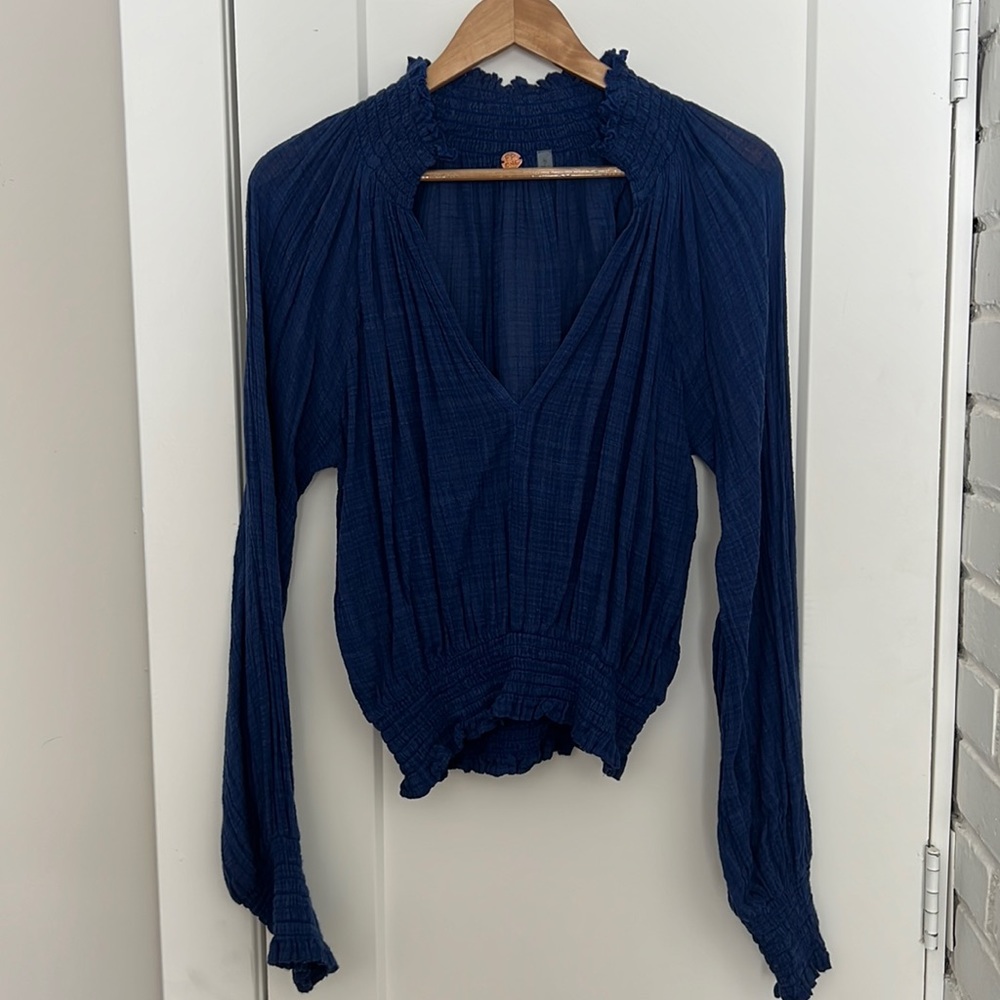 Free People Blue Large Blouse